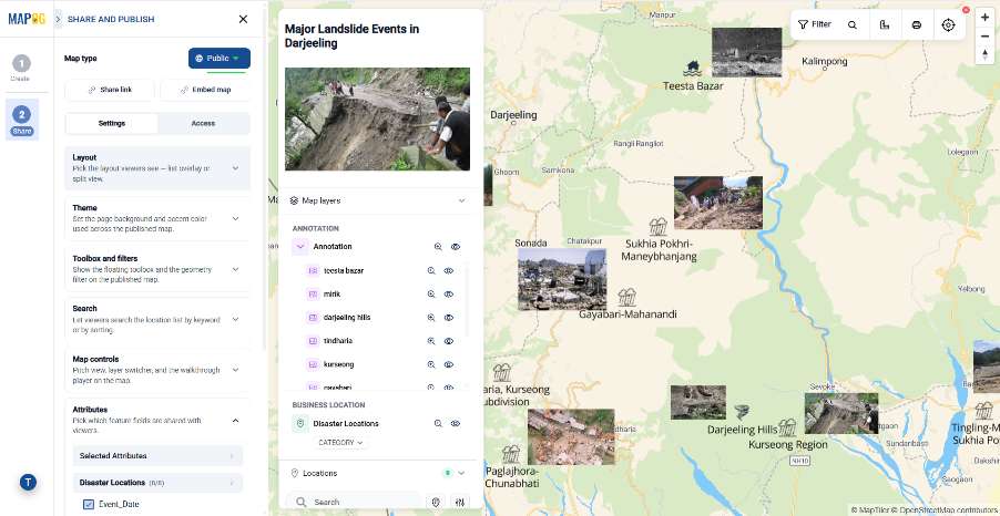 Public sharing option of MAPOG map explained