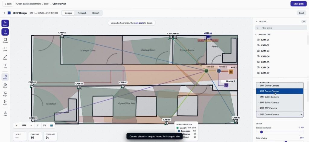 Auto-Generated CCTV Bill updating after a camera model is changed on the floor plan