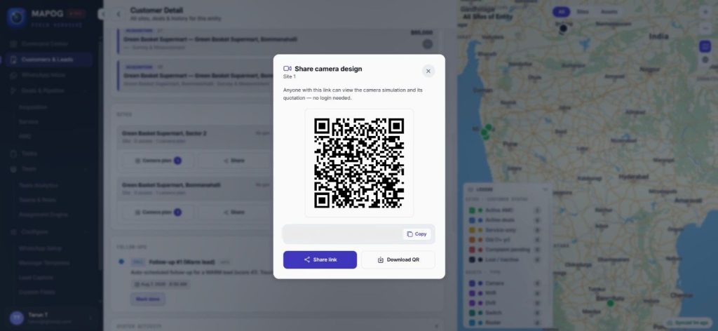 Auto-Generated CCTV Bill shared through QR code for technician installation and customer verification