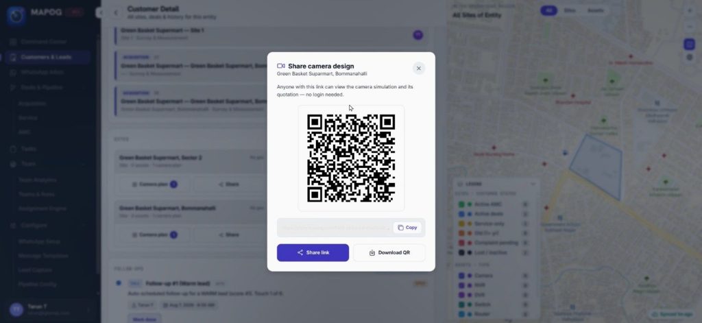 project shared through QR code for CCTV installation and customer verification.