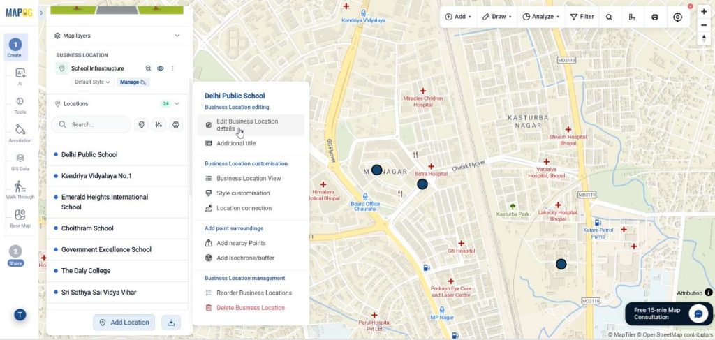 edit business location details