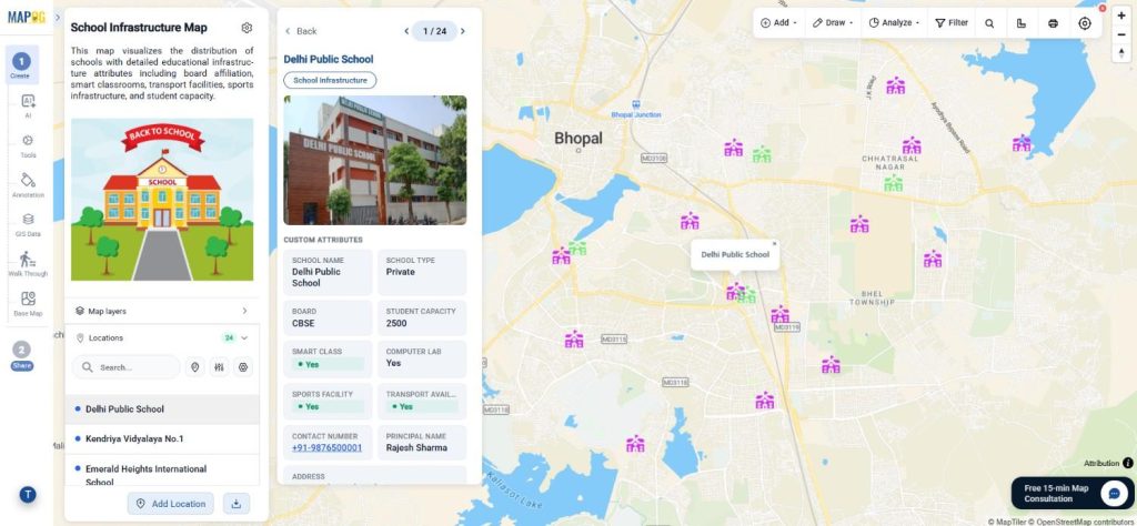 visualize all schools by plotting Multiple Locations on a Map