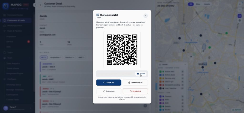 generate QR codes for QR Code Based Service Requests