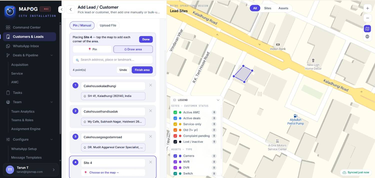 Screenshot2026-08-1010595 add sites to your leads managing your CCTV Field Team