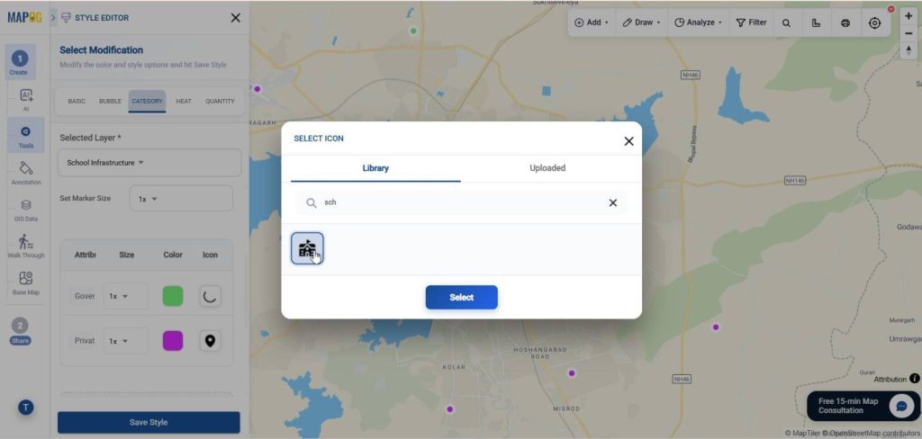 select school icon for better representation