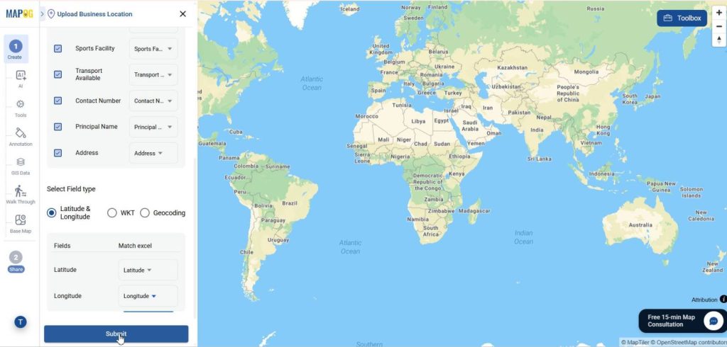 match columns with attribute to Plot Multiple Locations on a Map