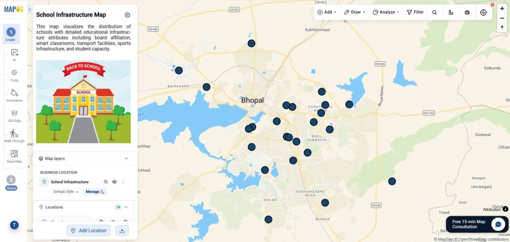 all locations plotted on map