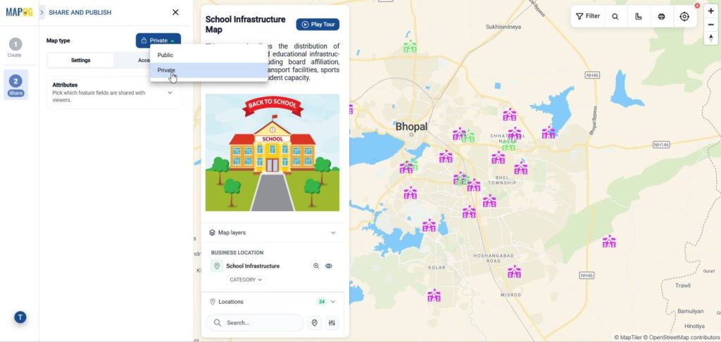 sharing options for to Plot Multiple Locations on a Map